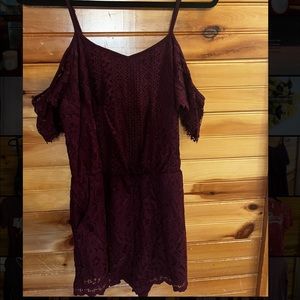 Maroon lace romper